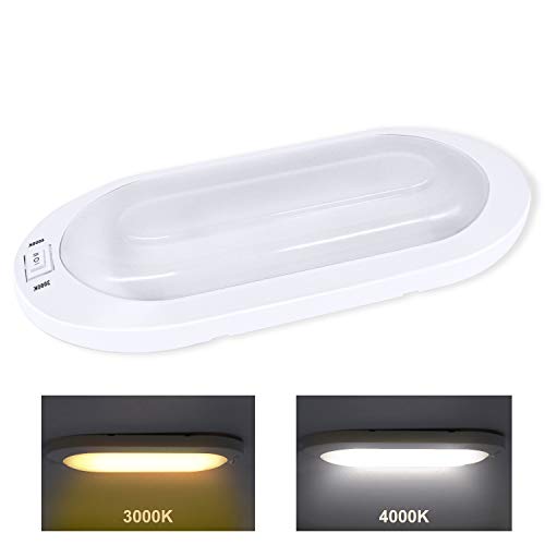 Facon LED Ceiling Light Interior Light with On/Off Switch Temperature Adjustable Oval Light for Campervan, Motorhome, Caravan, Trailer, Boat, Marine and Vehicle