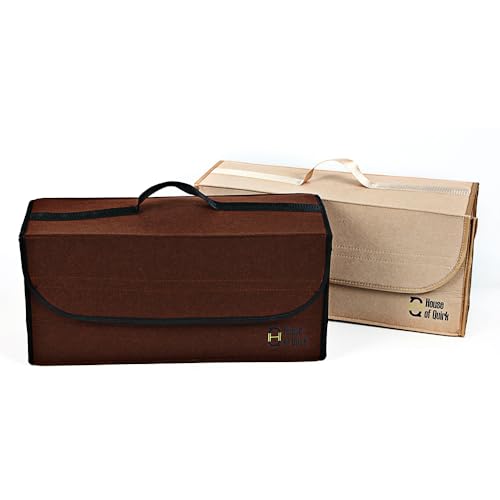 Image of House of Quirk Car Trunk Organizers Large Anti Slip Car Trunk Compartment Boot Storage Organizer Utility Tool Bag (Beige)