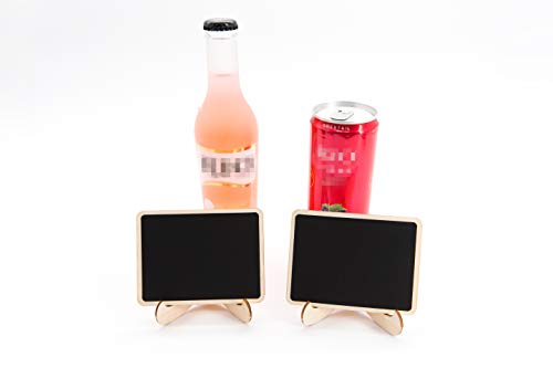 Image of DSTELIN 10 Pack Mini Chalkboards Signs with Easel Stand, Small Rectangle Chalkboards Blackboard, Wood Place Cards for Weddings, Birthday Parties, Message Board Signs and Event Decoration