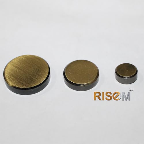 Image of RiseOm Brass Round Mirror Cap /Screws Cap Cover /Nails Decorative /Mirror Nail Decorative Cover (12mm-Antique, Pack of 10)