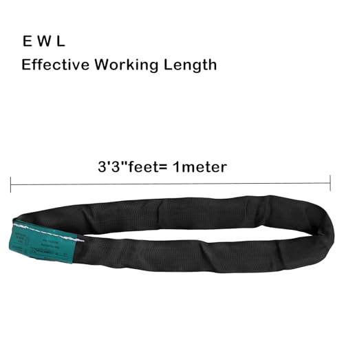 Runner Deer Black Spanset Round Slings for Aerial Lyra Hoop Rig Aerial Silks Handing, Polyester Lifting Strop, Working Load Limit for Round Sling – 2 Tonne, Multiple Spanset Sizes (1M / 3'3