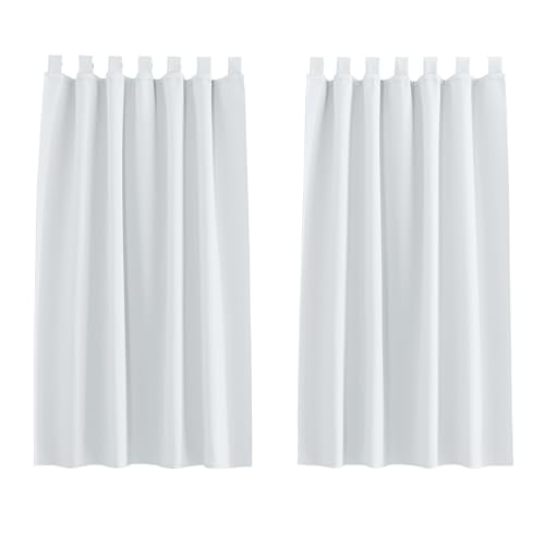 PONY DANCE Kitchen Window Curtains, Blackout, Opaque, Short Thermal Tab-Top Set of 2 for Children's Room, H 145 x W 140 cm - Image 2