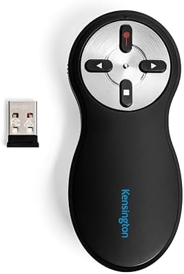 Kensington (33374EU) - Puntero láser rojo inalámbrico para presentaciones en PowerPoint y/o Keynote, Compatible con Window y MacOS, Alcance 20 m Nanorreceptor USB