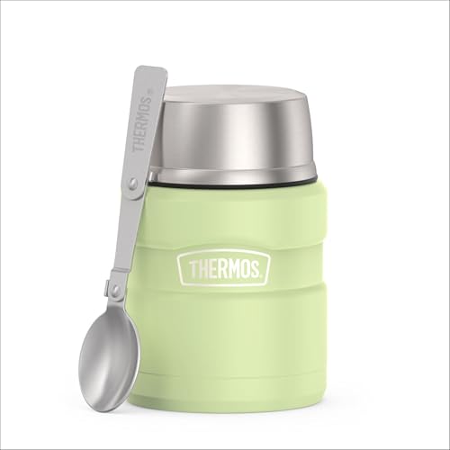 Image of THERMOS Stainless King Vacuum-Insulated Food Jar with Spoon, 16 Ounce, Matte Green