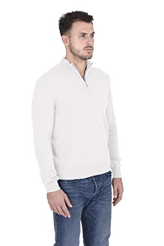 Cashmeren Men’s Mock Neck Half Zip Polo Sweater 100% Pure Cashmere Long Sleeve High Neck Pullover2