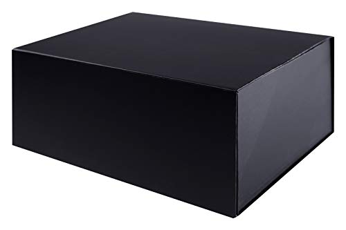 LUXPaper Black Gift Box with Lid and Magnet Closure, Large Size, Perfect for Gifting, Product Packaging, Shipping and Storage, Measures 10" x 8.25" x 4", Pack of 5