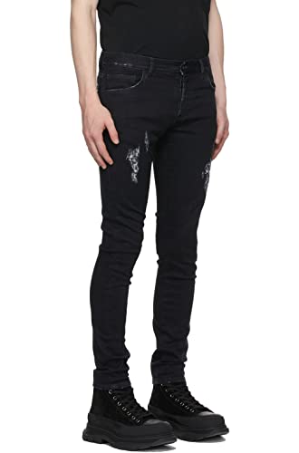Marcelo Burlon Mens Slim Distressed Cross Jeans 31 x 32 Black2
