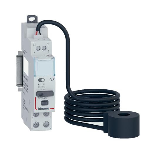 BTICINO Actuador DIN Smart FC80AC, dispositivo inteligente, control y medición del consumo a distancia, App Home+Control, compatible con aparatos con absorción de hasta 80 A, toroide incluido, 1