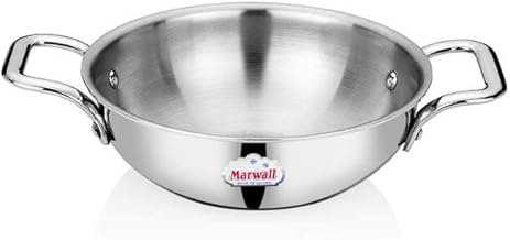 MARWALL Stainless Steel Mini Triply Kadhai (16cm),400ml