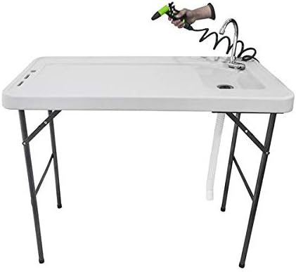 Folding Portable Fish Fillet & Hunting & Cutting Table with Sink Faucet (114.5 * 59 * 94.5cm)