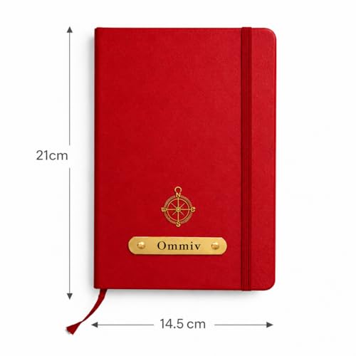 Image of Personalized A5 Leather Diary with Premium Pen | Custom Name Engraved Notebook Gift Set | 180 Pages Journal for Office, Students & Gifting | Elegant Business & Corporate Gift (Red)