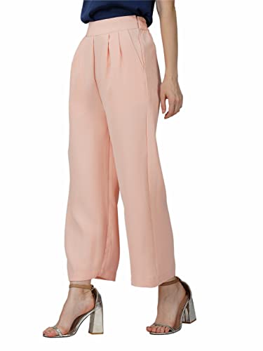 Image of fabcoast High Waist Wide Leg Loose Relaxed fit Women Pants - Flare Style, Half Waistband, Soft and Breathable Fabric - Ideal for Casual and Formal Wear.