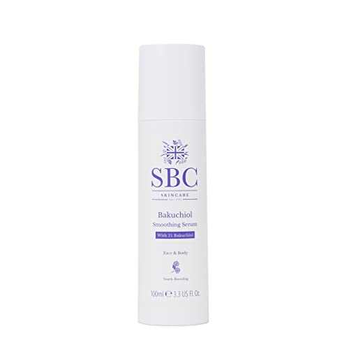 SBC Skincare Bakuchiol Smoothing Serum 100ml, Anti-Ageing Face and Body Serum with Hyaluronic Acid and Rosehip Oil, Gentle