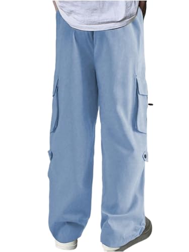 ZAFUL Men's Casual Cargo Pants Drawstring Waist Workout Joggers Croppped Baggy Sweatpants with Flat Pockets3