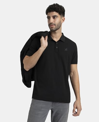 Image of Jockey AM38 Men's Microfiber Fabric Solid Half Sleeve Polo T-Shirt with StayDry & StayFresh Technology