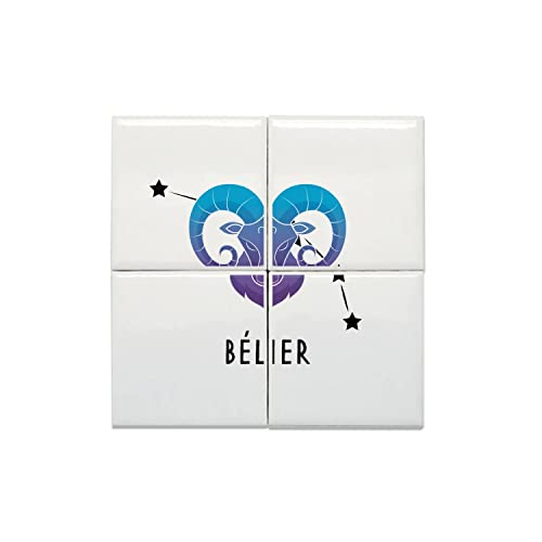 Carreaux Céramique Astrologie Bélier décor de style solaire et sidéral mural
