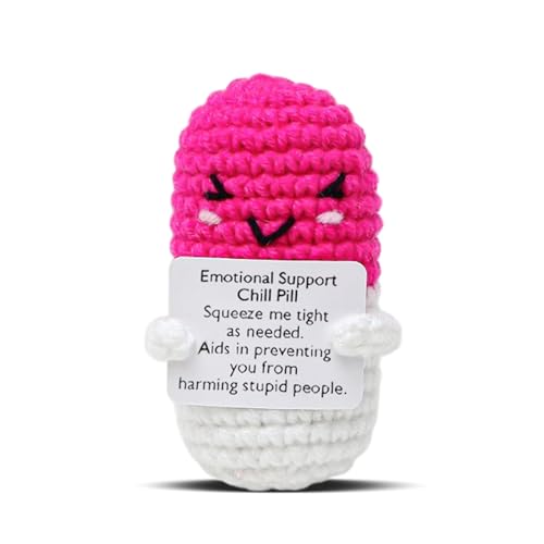 Image of Cute Pink Pill Crochet, Handmade Capsule Knitted Gift with Inspirational Card, CNA Nurse Appreciation Keepsake for Doctors, Pharmacists, RN, LPN, Office Decor & Party Favor