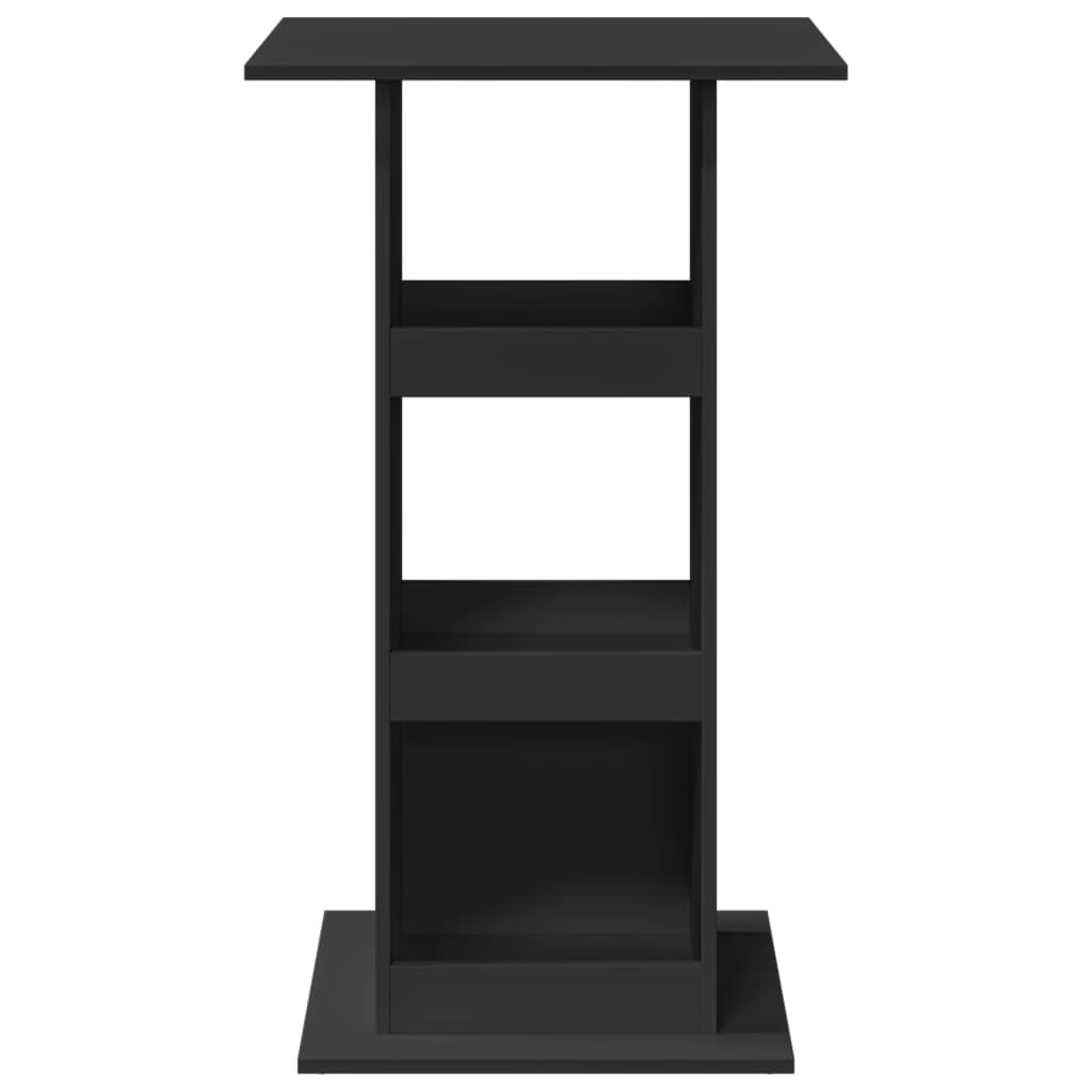 Table de bar avec étagères - Noir - 60 x 60 x 102 cm - En bois - Polyvalente - Pour salle à manger, cuisine, salon, restaurant