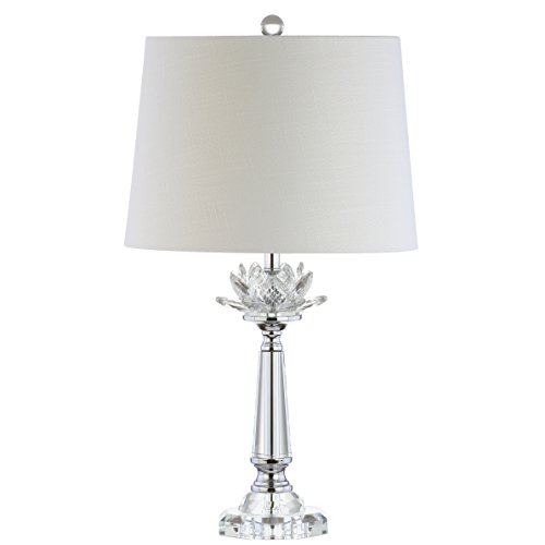 JONATHAN Y 24.5" Clear Crystal LED Table Lamp, Hollywood Regency Modern Glam Candlestick Lamp with White Linen Drum Shade for Living Room Bedroom, LED Bulb Included JYL2016A by JONATHAN Y - Image 7