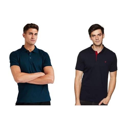 Image of Van Heusen Men's Polo T-Shirt | Athleisure |Ultra Soft Handfeel | Lightweight | Regular Fit| Short Sleeve| Breathable Fabric | Activewear| Solid Colors |Style 60033|Available in Pack of 1 & 2
