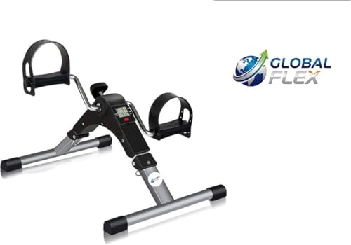 Image of Mini Exercise Cycle Pedal Exerciser - Under Desk Pedaller with Adjustable Resistance and Digital LCD Display - Portable Leg and Arm Fitness Equipment for Home Gym | Black