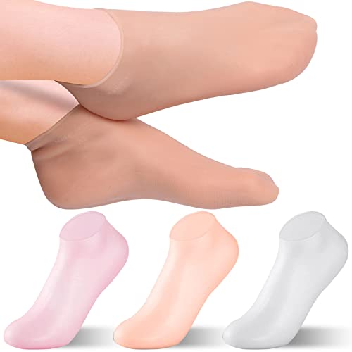 6 Pairs Silicone Socks Silicone Gel Moisturizing Socks Anti-Slip Silicone Socks Gel Heel Socks Foot Care Socks for Women Men Dry Cracking Skin