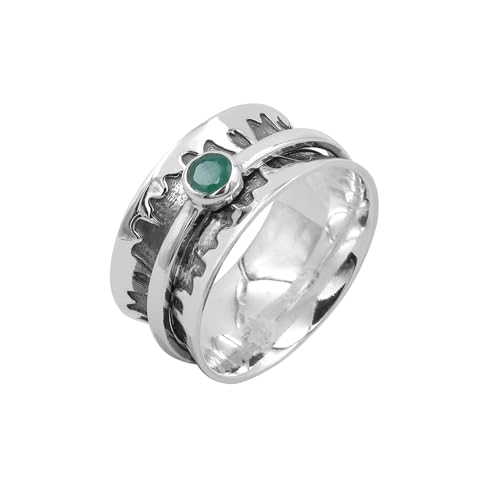 Bague fidget émeraude verte en argent 925 cadeau idéal pour femme en 10.5