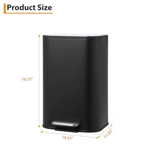 Caneca de basura de acero inoxidable 20L con tapa suave miniatura 2