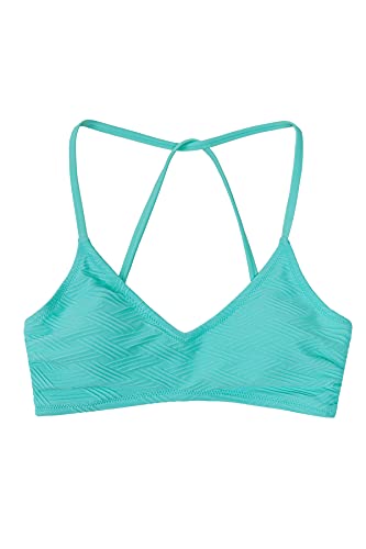 Image of CUPSHE Womens V Neck Textured Bikini Top Crssback Swimsuit | Self Tie,Soft Removable Cups,Spaghetti Straps,Flattering Bathing Suit For Vacation And Beach