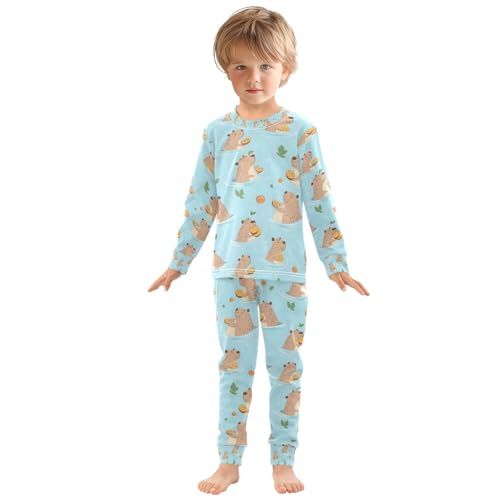 senya Cute Capybaras Swimming Q Pajamas Set Long Sleeve Soft Cotton Sleepwear 2 Piece3