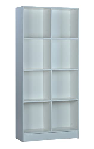 Image of DeckUp Meritus-L 4-Shelf Engineered Wood Book Shelf and Display Unit (White, Matte Finish)