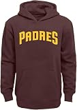 Outerstuff MLB Youth 8-20 Team Color Fleece Wordmark Logo Pullover Sweatshirt Hoodie (14-16, San Diego Padres Brown)