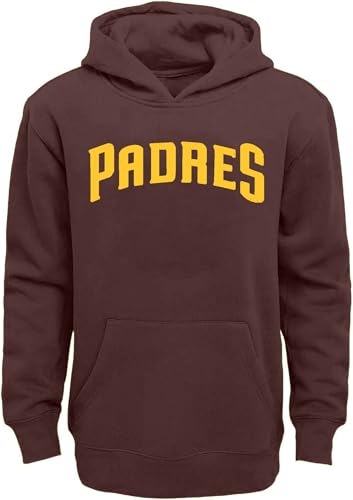 Outerstuff MLB Kids Youth 8-20 Team Color Wordmark Pullover Fleece Sweatshirt Sweater Hoodie (San Diego Padres Brown, 8)