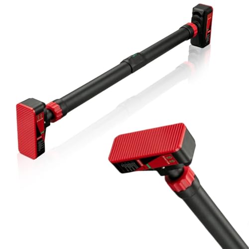 Pull Up Bar for Doorway, Strength Training Chin Up Bar with Level Meter and Adjustable Width No Screw Installation,Red