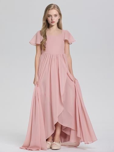 Junior Bridesmaid Dresses for Wedding Square Neck Chiffon Flower Girl Dress A Line Girls Formal Dresses Party3