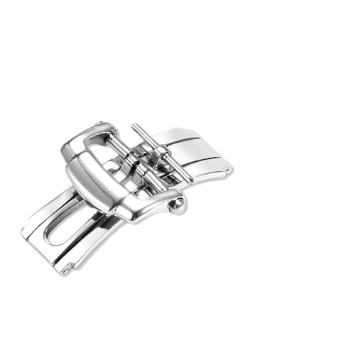 Cierre de reloj plegable de acero inoxidable sólido 16mm 18mm repuesto correa cuero