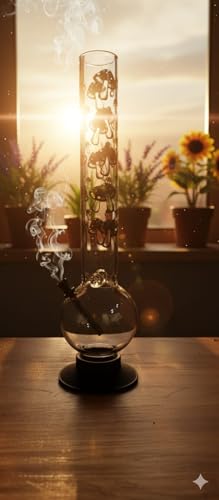 Image of PUFF SMART 16 Inch Mushroom Print Acrylic Waterpipe Bong (White)