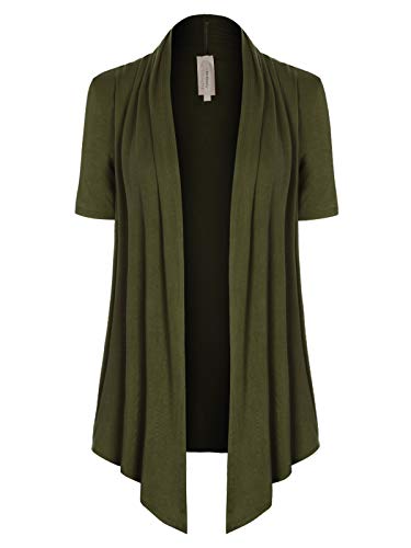 Image of MixMatchy Women's Lightweight Short Sleeve Draped Open Front Cardigan Vest