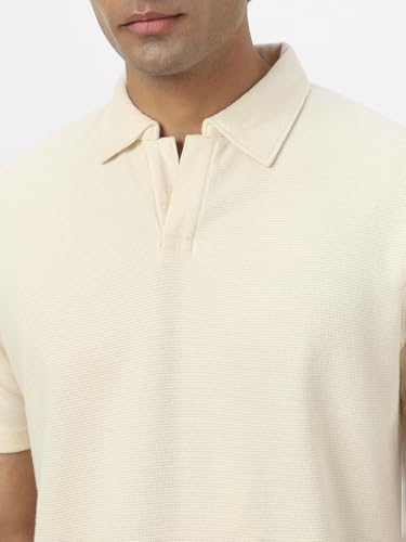 Image of Urbano Fashion Men's Textured Regular Fit Half Sleeve Cotton Polo T-Shirt