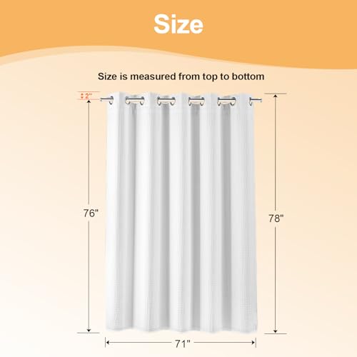 River Dream Long Cotton Blend No Hooks Needed Shower Curtain with Snap in Liner, Water Repellent, Hotel Grade, White, 71"x78" by River Dream - Image 7