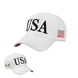 Stylish Embroidery Design: This white baseball hats boasts exquisite embroidered details, including the American flag and the word "USA", adding a distinctive touch to your look Premium Cotton Material: Crafted from high-quality cotton, this hat is d...