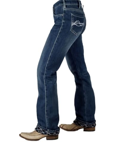 Cowgirl Tuff Western Jeans Womens Flannel Lined Med Wash JEDGFL2