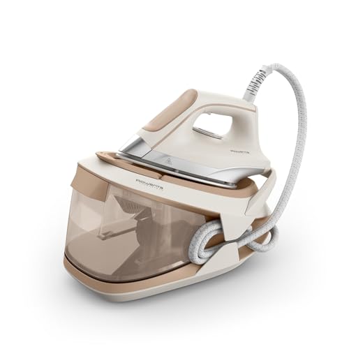 Rowenta Turbosteam Generatore di Vapore Compatto e Potente con Piastra MicroSteam400 e Serbatoio XL da 1,7L, Con Modalità Eco e Stiratura Verticale, VR8326
