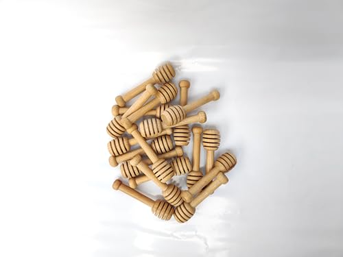 3インチ木製ハニーディッパー ? プレミアムブナ材ミニ霧雨スティック ハチミツ、シロップ、甘味料用(24個パック)