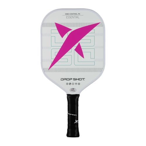 Drop Shot Kibo Control 2024 – Pickleball Racket with Shock Absorption, Great Control and Power – Professional Pickeball -USAPA Approved - White/Pink
