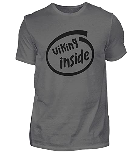 T-shirt haut de gamme homme gris Viking Inside en coton premium taille S