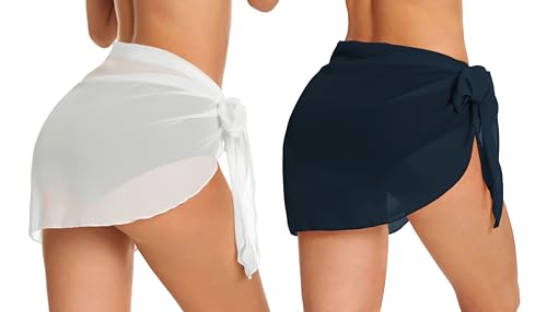 Image of CHICGAL 2 Pieces Women Beach Sarong Bathing Suit Wrap Skirt Sheer Bikini Swimsuit Cover Ups for Swimwear