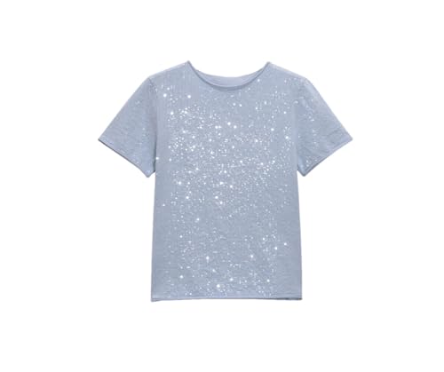 T-shirt d'été en tricot pour femme haut col rond manches courtes casual