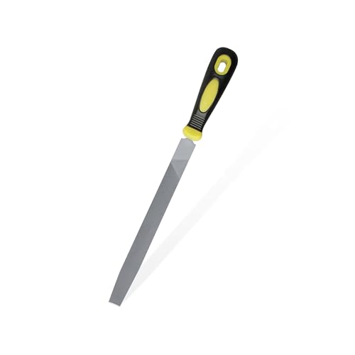 CMENINCY Lima plana de metal de 10 pulgadas, doble corte de acero al carbono, mango de plástico para carpintería y carpintería