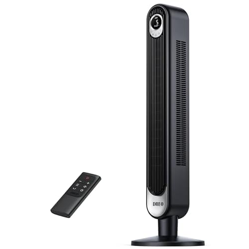 Dreo Tower Fan for Bedroom, 90° Oscillating Standing Fan, 30ft, 28dB Quiet for Sleep, 6 Speeds, 4 Modes, 12H Timer, 42 Inch, Bladeless, Remote, for Home, Office, Room, Cruiser Pro T1